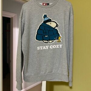 Peanuts Gray Crewneck Sweater with Blue Graphic